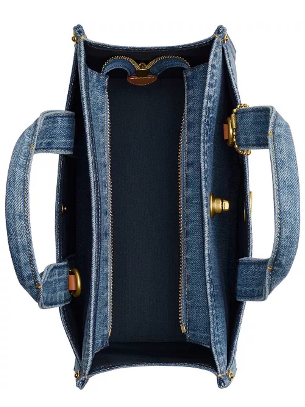 Coach Light Blue Denim Tote with Navy Logo - Picture 2 of 6